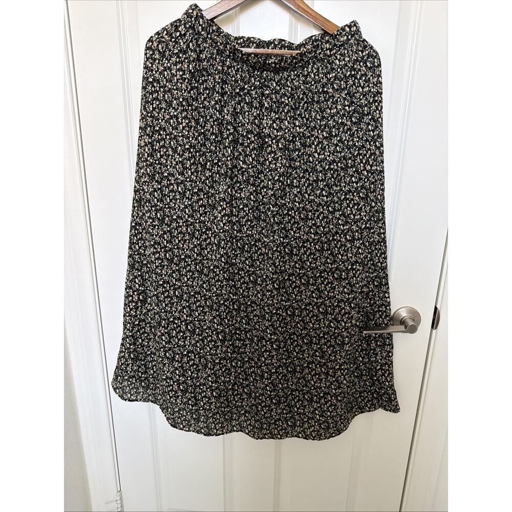 Pleione Skirt Women Medium Black Floral Pleated A-Line Cottage Core Prairie